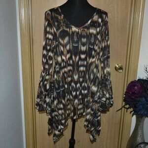 Dor Dor Couture knit Bell Sleeve Black & Brown Groovy Fairy Grunge Boho Top